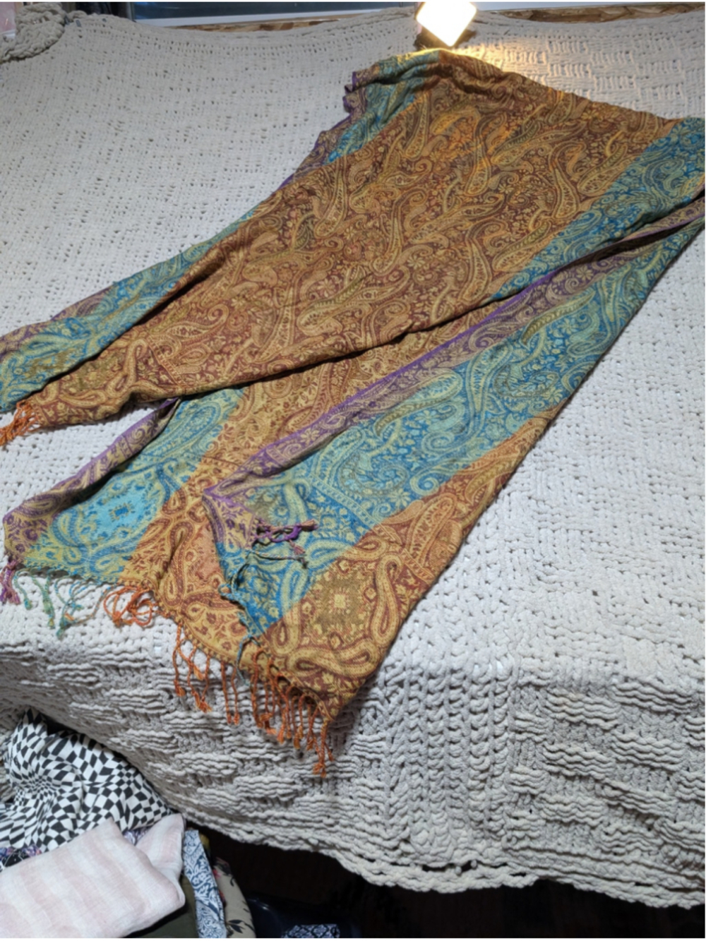 Women's Unbranded Paisley Scarf One Size Brown Blue